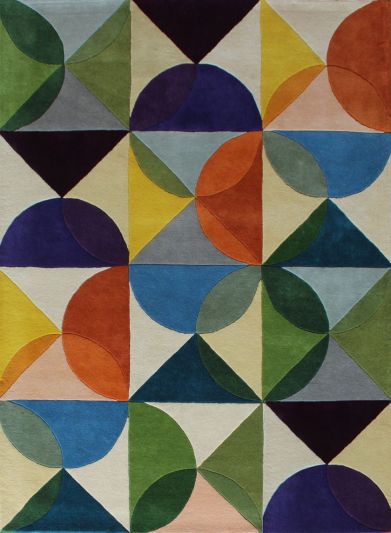 Carpet Mantra Multi Color Modern Geometrical Design 100% New Zealand Wool Carpet 5.7ft x 7.10ft 