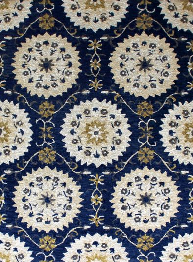 Carpet Mantra Blue & White Color Traditional Design 100% New Zealand Wool Floral Handmade Carpet 5.3ft x 7.7ft 