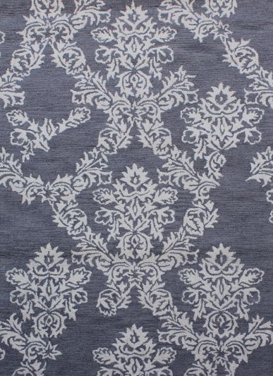 Carpet Mantra Grey & White Color Traditional Design 100% New Zealand Wool Floral Handmade Carpet 5.0ft x 7.6ft 