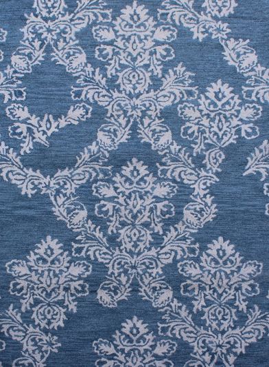 Carpet Mantra Blue & White Color Modern Design 100% New Zealand Wool Floral Carpet 5.0ft x 7.6ft 