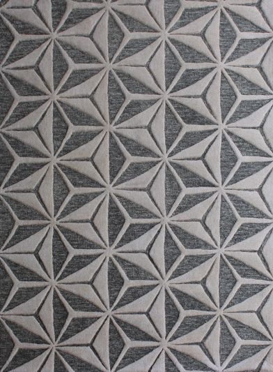 Carpet Mantra Dark Grey & White Color Geometrical Modern Design 100% New Zealand Wool Carpet 4.6ft x 6.6ft 