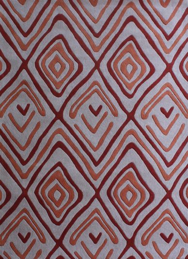 Carpet Mantra White & Rust Color  Modern Design 100% New Zealand Wool Handmade Carpet 4.6ft x 6.6ft 