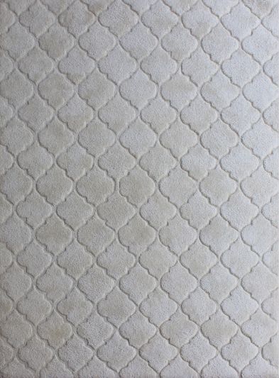 Carpet Mantra White Color Trellis Modern Design 100% New Zealand Wool Handmade Carpet 4.6ft x 6.6ft 