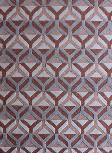 Carpet Mantra Multi Color Geometrical Modern Design 100% New Zealand Wool Handmade Carpet 4.6ft x 6.6ft 