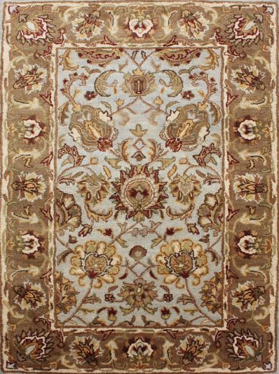 Carpetmantra Creme Floral Carpet 3.9ft X 5.9ft 