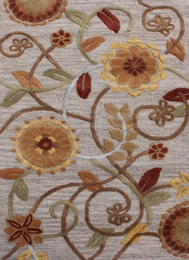Carpetmantra Beige Floral Carpet 3.6ft X 5.6ft 